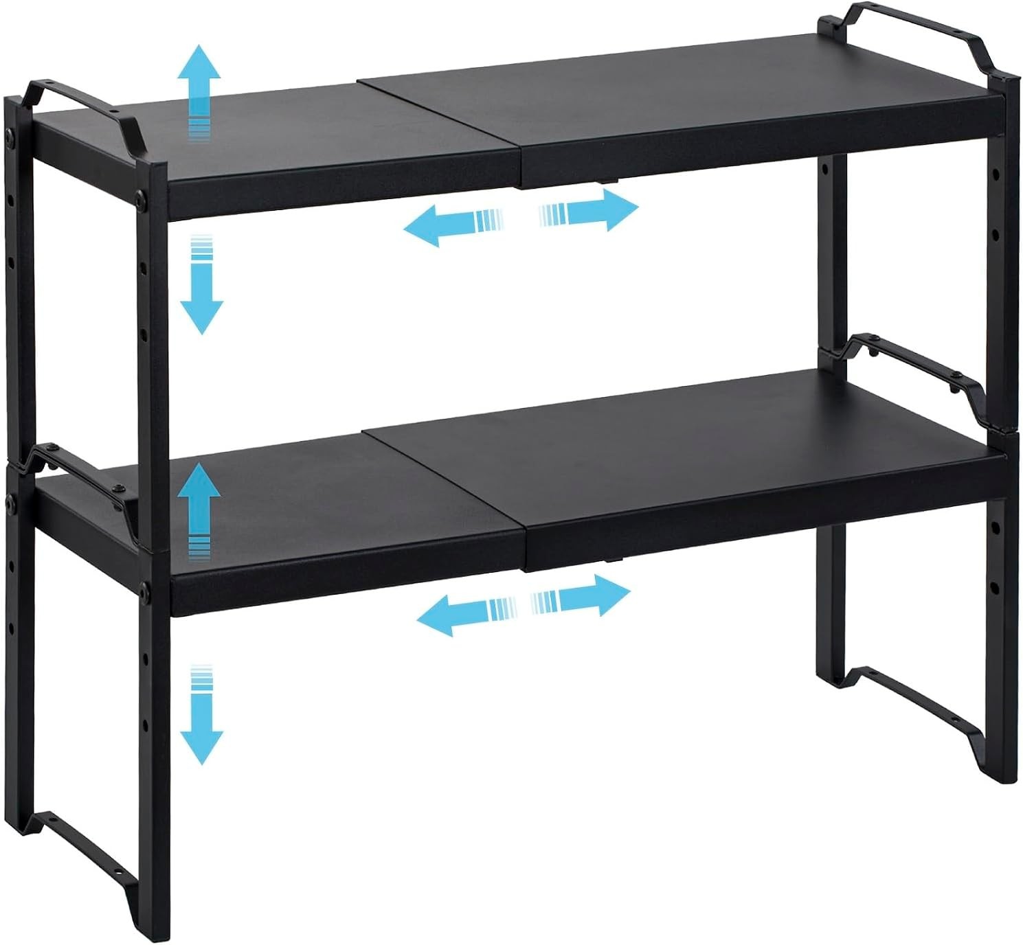 2 Pack Expandable Cabinet Countertop Shelves Stackable Shelves Organizers For