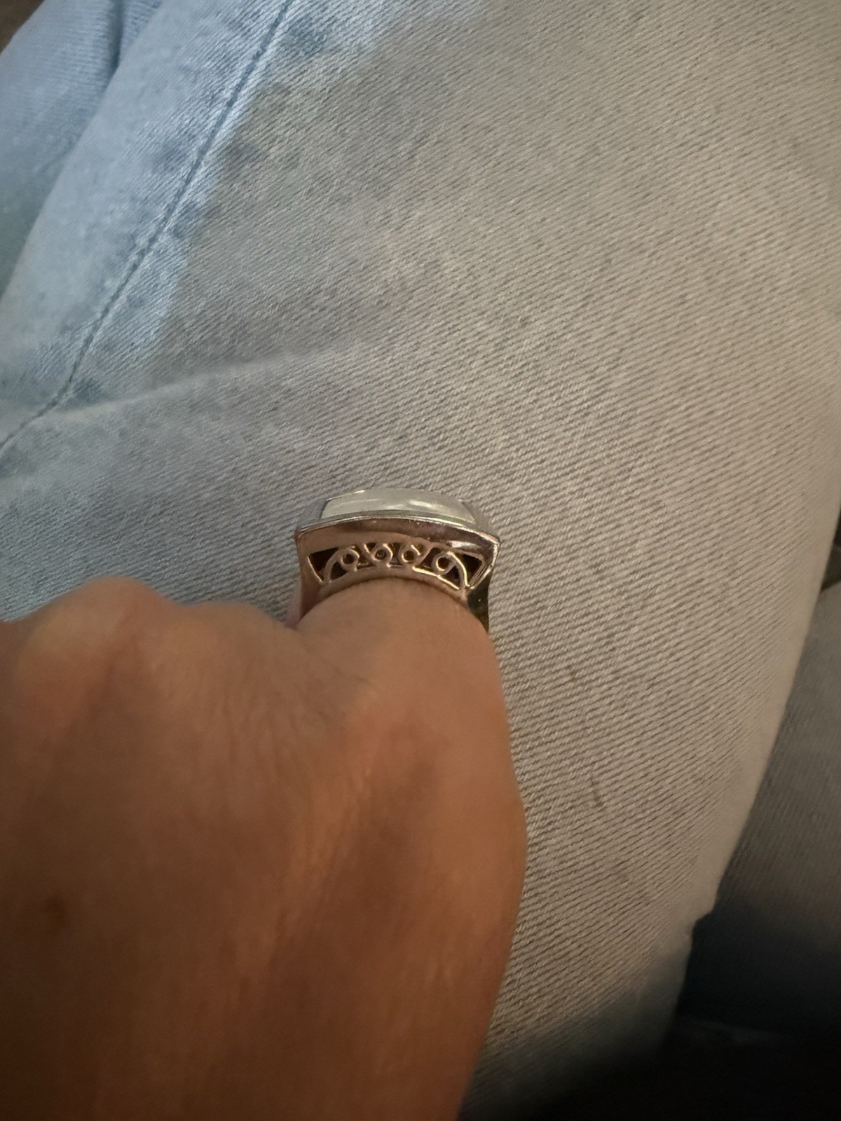 925 Sterling Silver Ring Engraved Initial "M" Vintage Size 9 16.5g