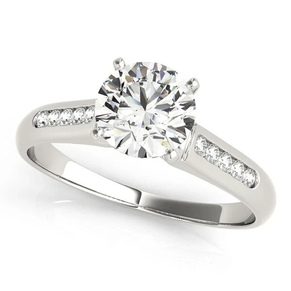 Round Cut 1.80 Ct VVS1 Diamond Lab-Created Engagement Ring 14K White Gold FN