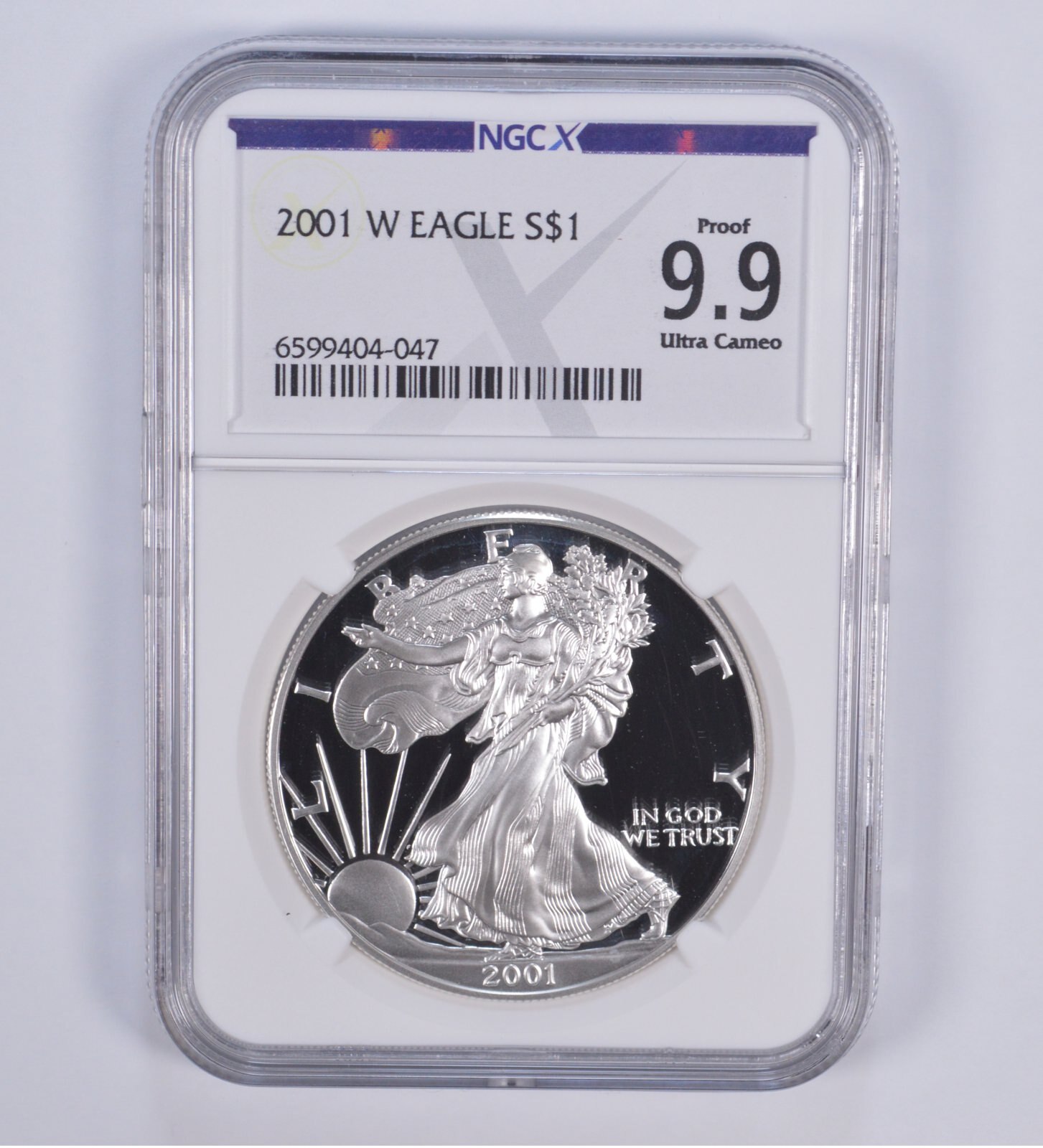 2001-W American Silver Eagle $1 Proof 9.9 NGC X NGCX - Almost PERFECT