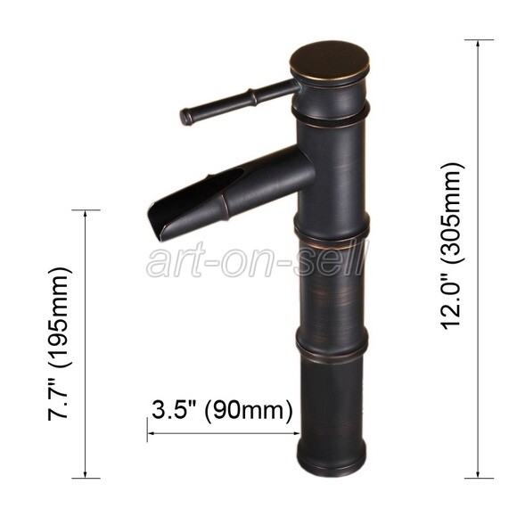 Black Bronze Bamboo Bathroom Vessel Sink Tap Lavatory Vanity Basin Faucet ahg017