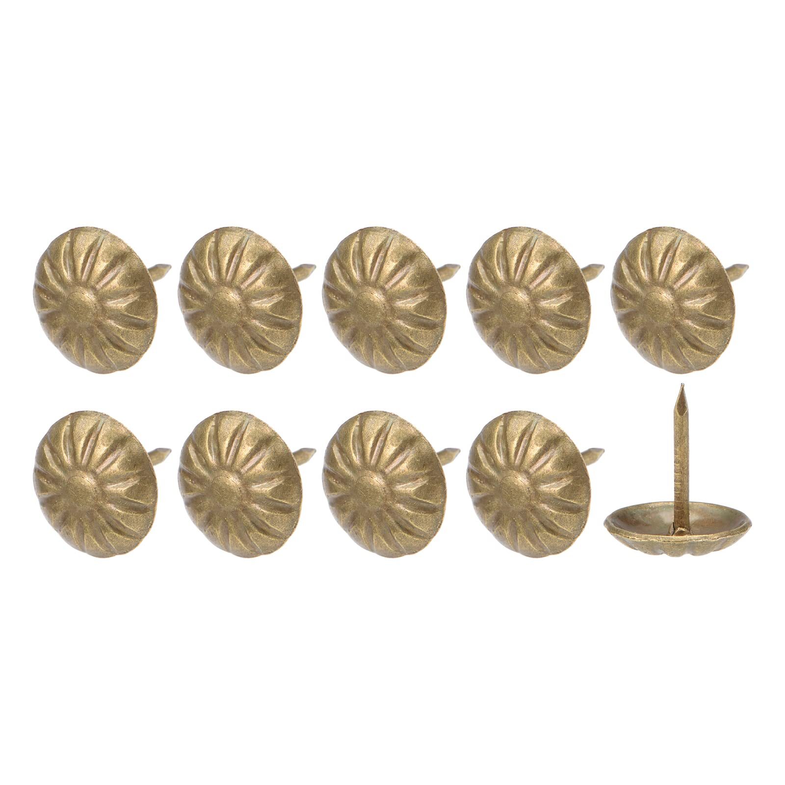 30Pcs Bronze Tone Upholstery Nail Tacks 11x13x2.3mm Iron Flower Pattern Pins