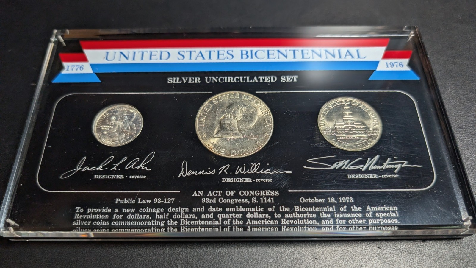 1976 Bicentennial Silver Uncirculated Set Brico Industries Designer Display
