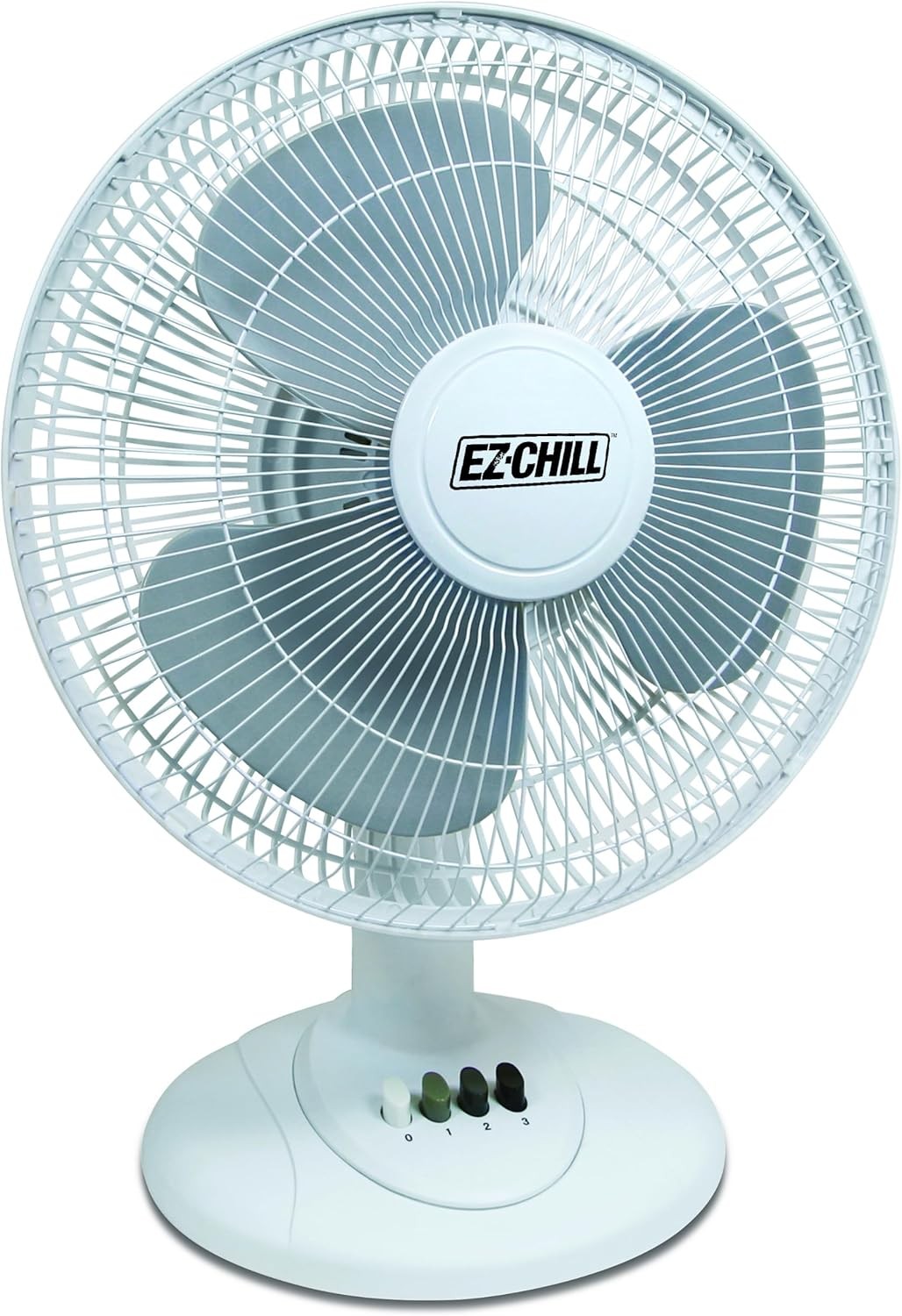 EZ-Chill 12” 3-Speed Oscillating Table Fan with Adjustable Tilt,