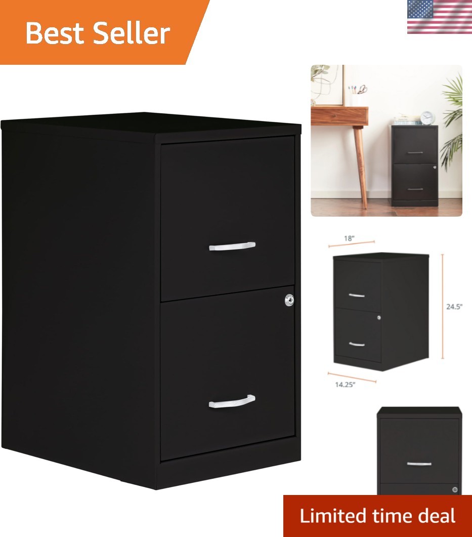 2 Drawer Locking Filing Cabinet | Pre-Assembled Steel Construction | Space-Sa...