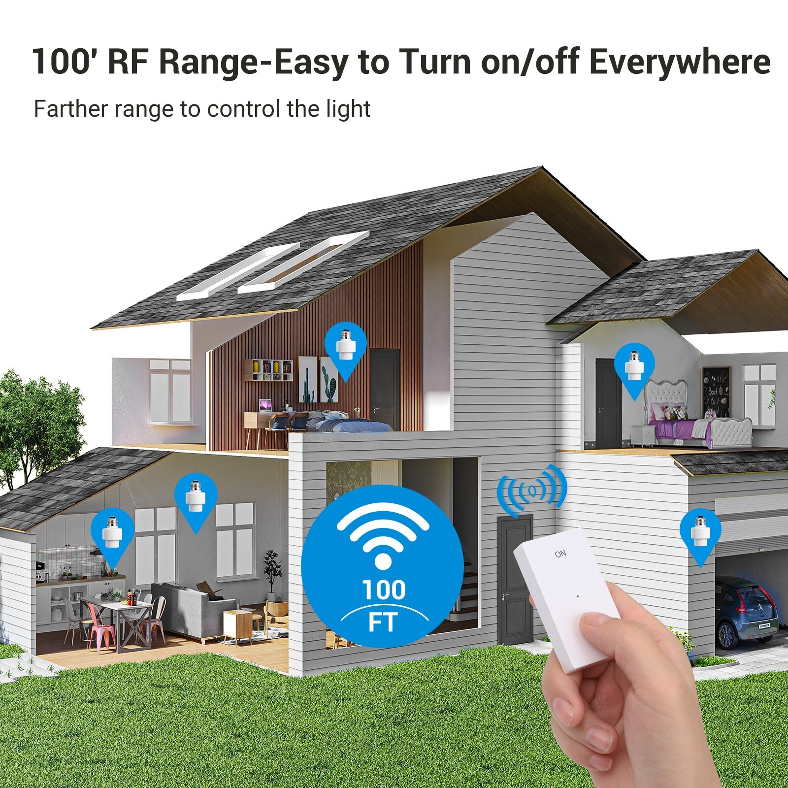 DEWENWILS Remote Control Light Socket E26 E27 Bulb Base, Wireless Light Switch