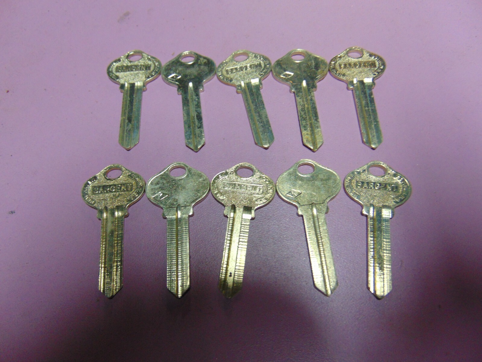 10  KEYS ORG. SARGENT  K  5 PIN KEYS BLANKS UNCUT       LOCKSMITH