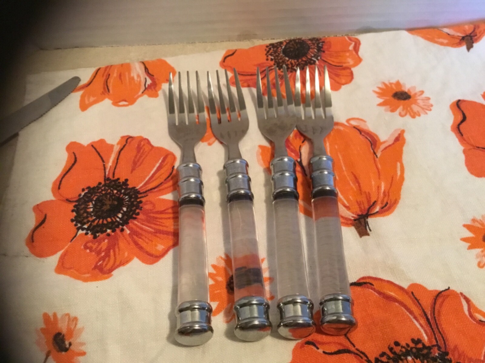 Vintage Clear Lucite Handle Stainless Flatware Assorted 17 Pcs. (Replacement)