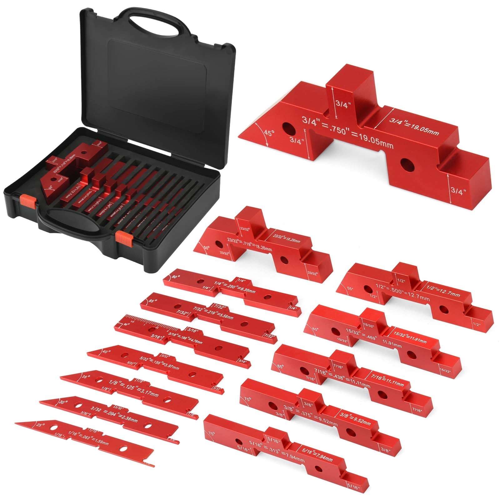 Setup Blocks Woodworking 14Pcs Aluminum Bars with Case Height Gauge Set Table