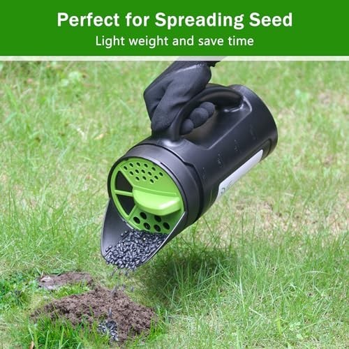 Handheld Seed Spreader for Lawn & Garden - Adjustable Ice Melt & Fertilizer, 80