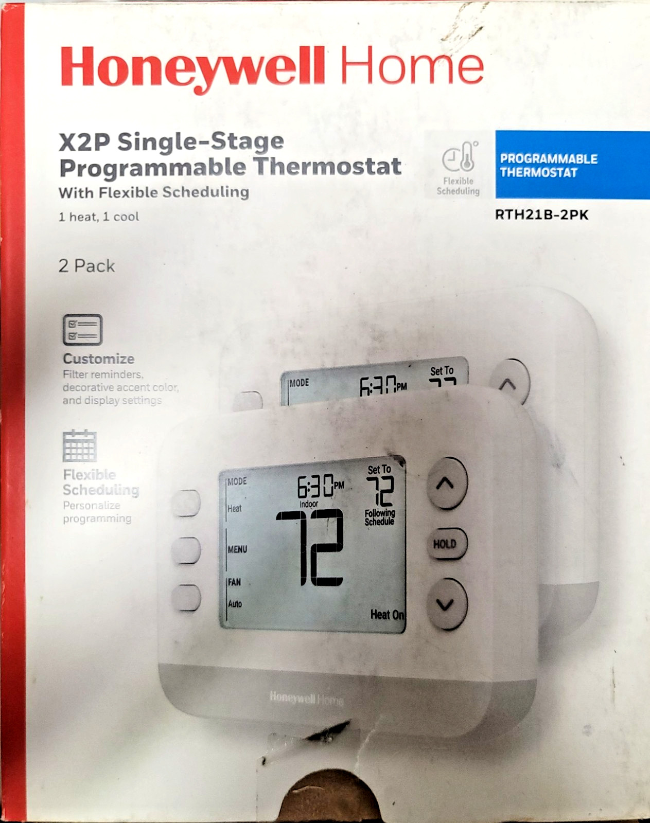 Honeywell Home X2P Thermostat Programmable Total Flex RTH21B- 2-Pack -Pack NEW