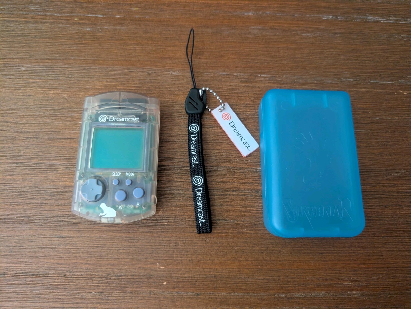 Sega Dreamcast Seaman Clear Visual Memory VMU w/ Cap + Lanyard + Sorcerian Case