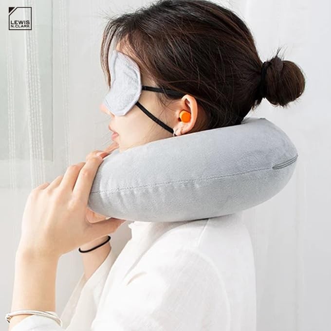 Lewis N Clark Compact Portable Adjustable and Inflatable Cervical Neck Pillow...