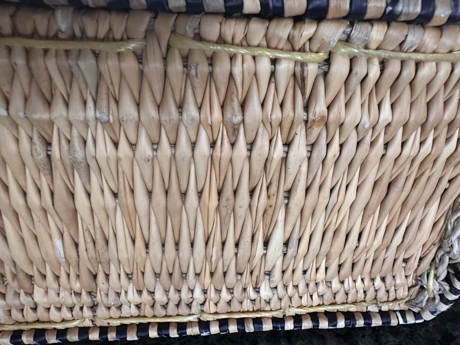 Woven Handcrafted Tote Basket with Leather Handles