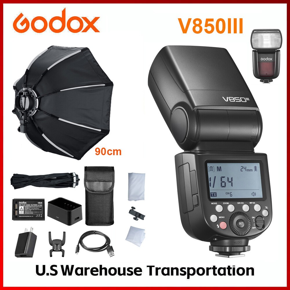 US Godox V850III Flash Camera Flash Speedlight with 90cm speedlite softbox KIT