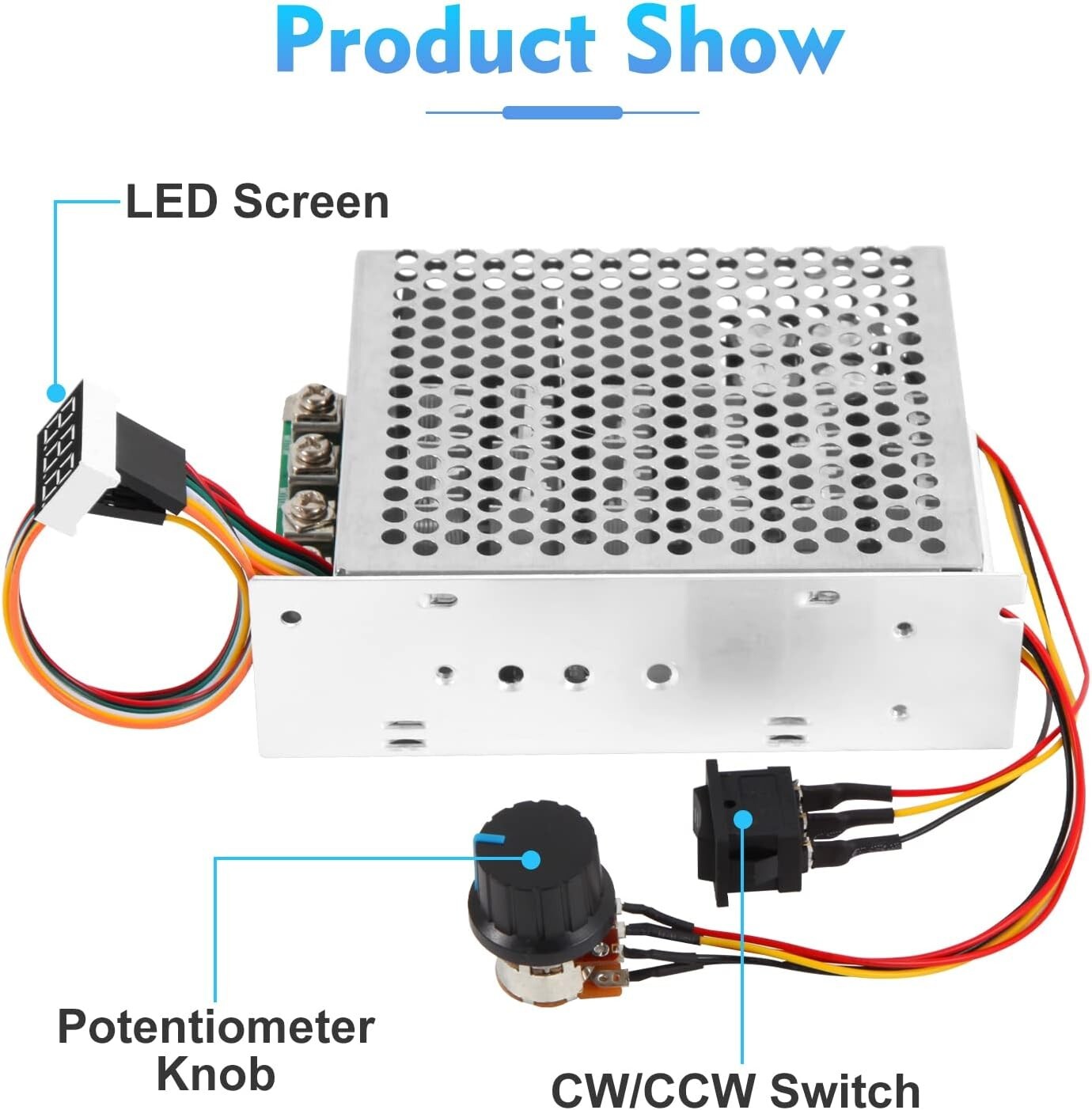 PWM DC Motor Speed Controller 10V-55V 60A, LED Display, Forward-Reverse Switch