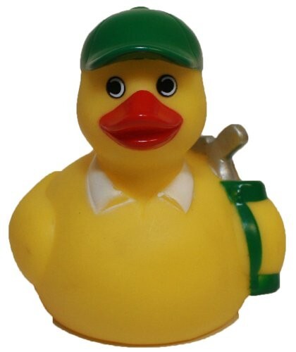 Golf Rubber Duck, Sports Squeaky & Floating Upright Bath Toy - Waddlers Brand