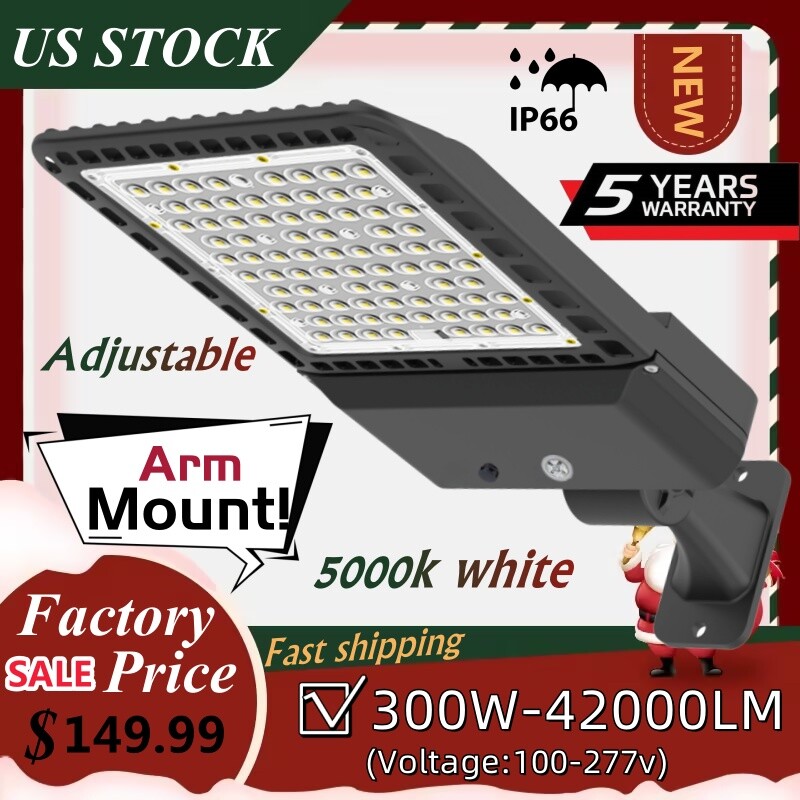 300W LED Shoebox Parking Lot Light Outdoor Commercial Street Pole Light Fixture