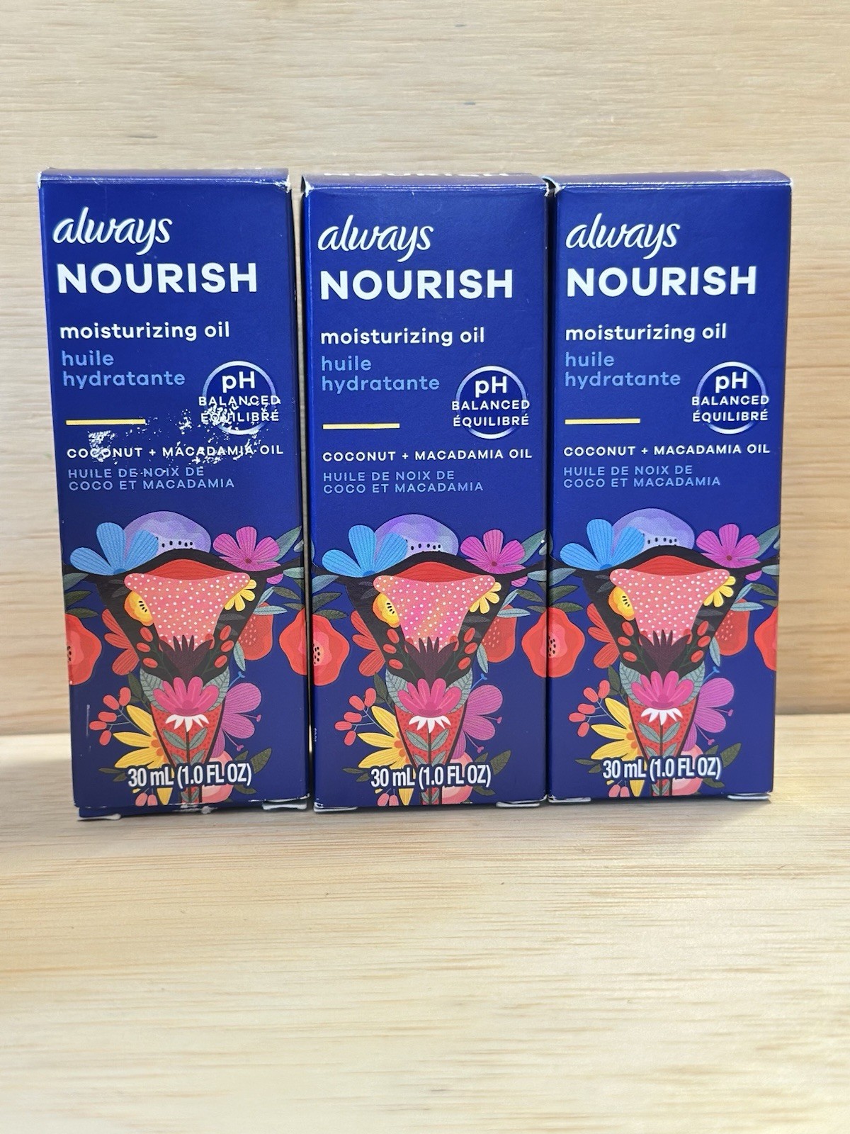 Lot 3-Always Nourish Moisturizing Oil w/ Coconut + Macadamia Oil 1 fl oz Ea