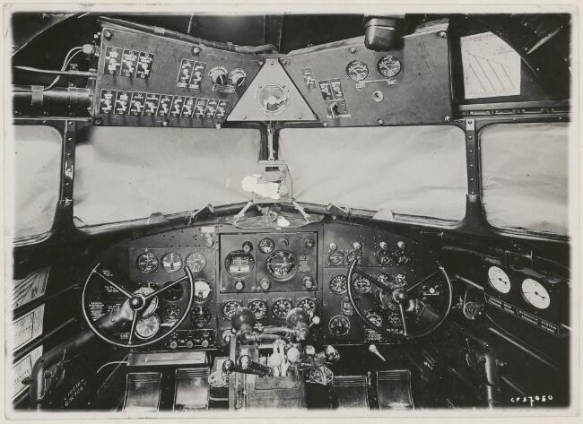 Interior of cockpit of KLM Douglas DC-3 193-? AVIATION OLD PHOTO