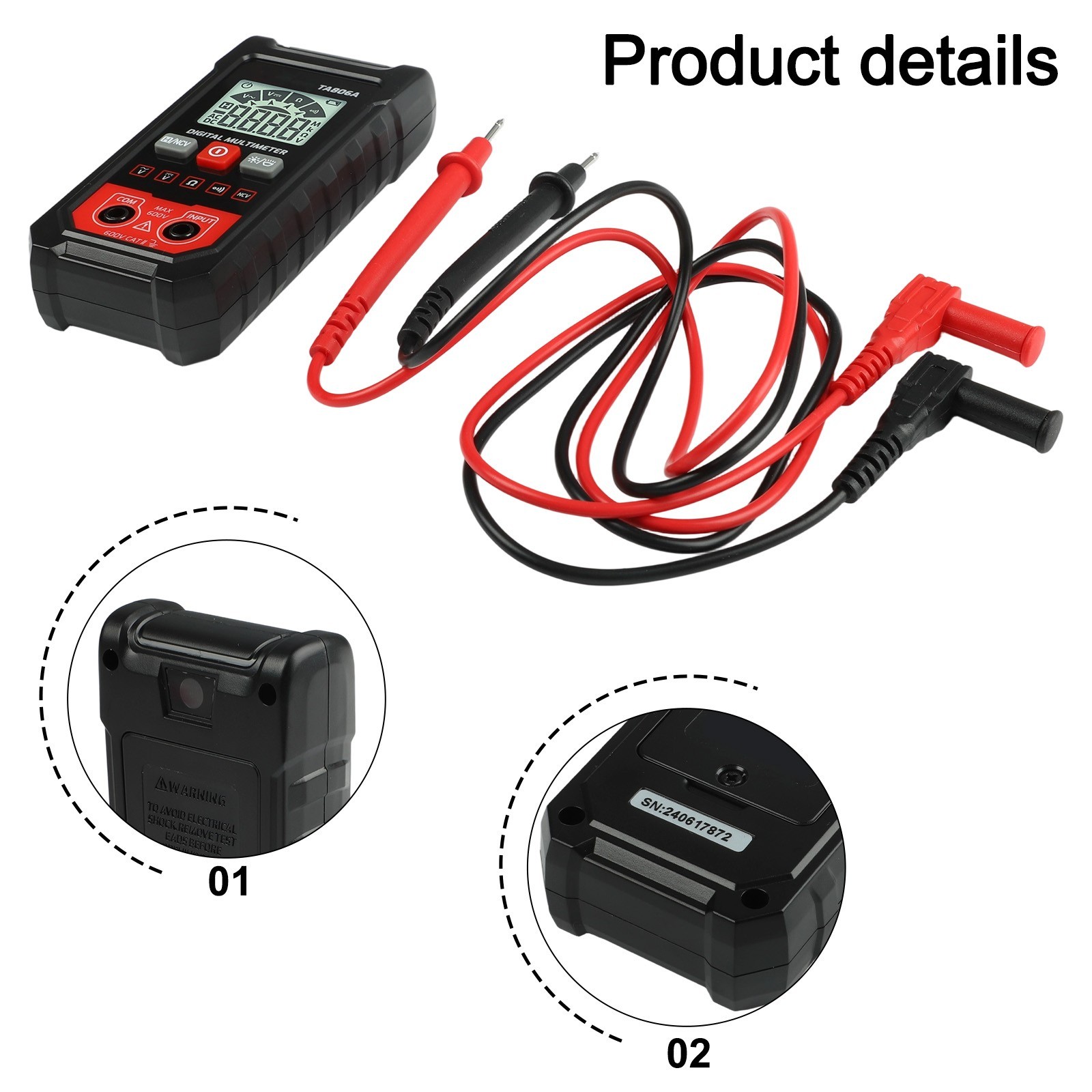 Digital TA806A Multimeter with Auto Ranging and Easy Operation Features