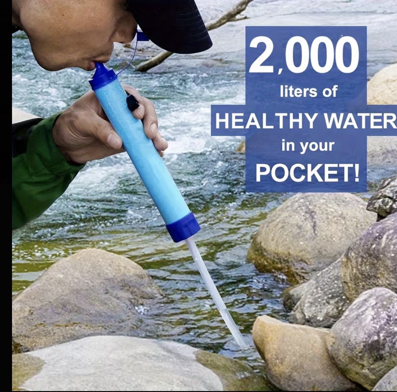 4 pack Emergency Survival 0.1 Micron Purifier Water Filter Straw Hiking Camping