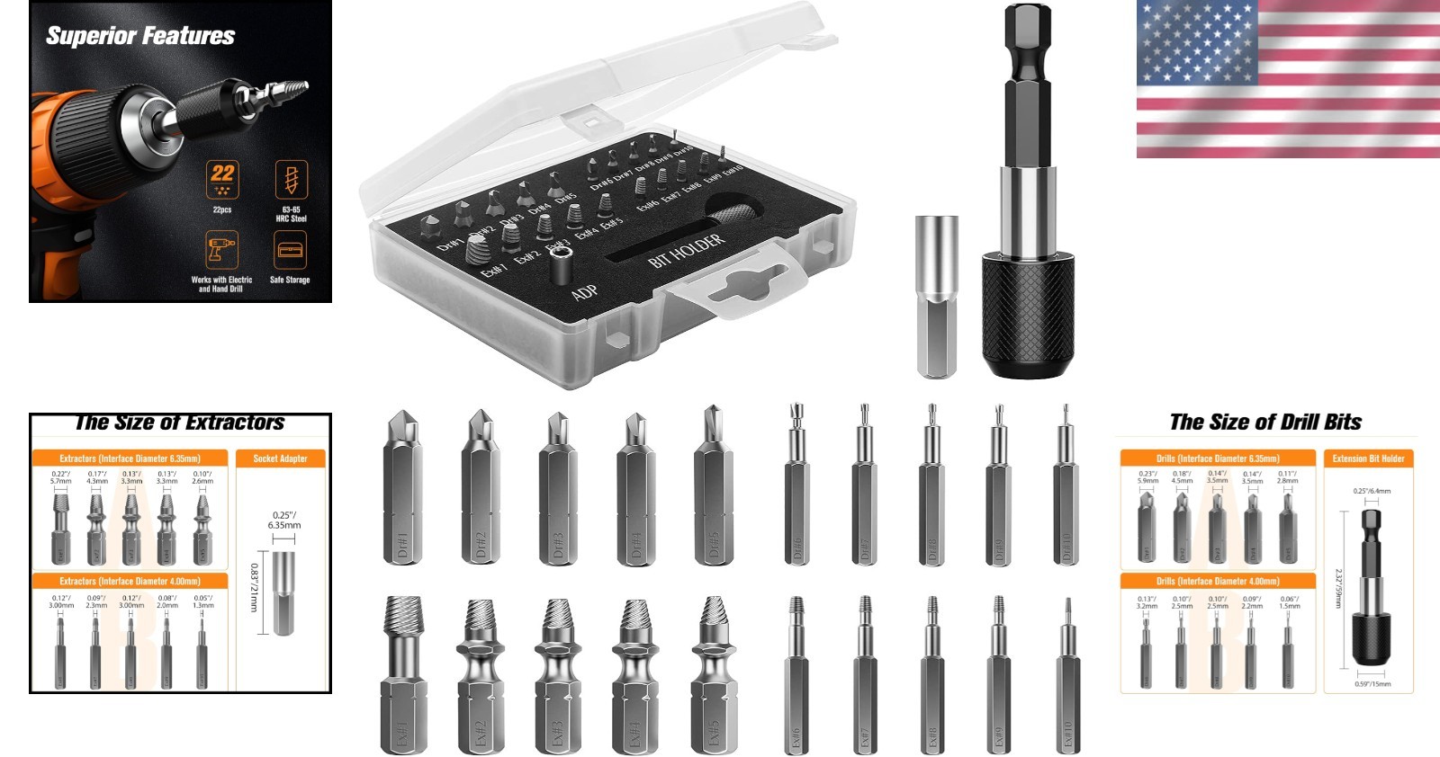 22-Piece Screw Extractor Kit - Swiftly Remove Stripped Screws & Bolts