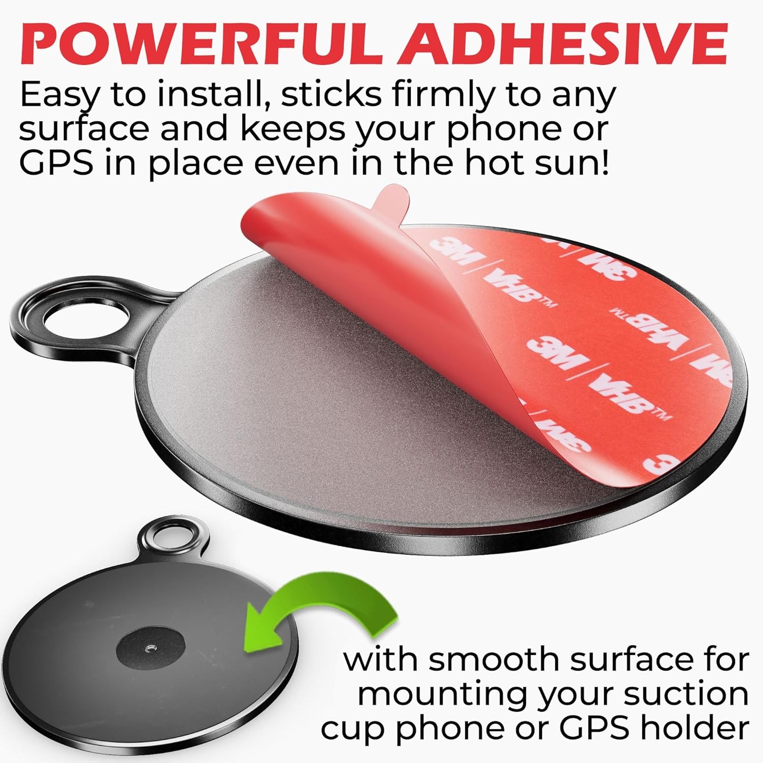 Dashboard Pad Mounting Disk for Suction Cup - 3M Phone Car Mount Red
