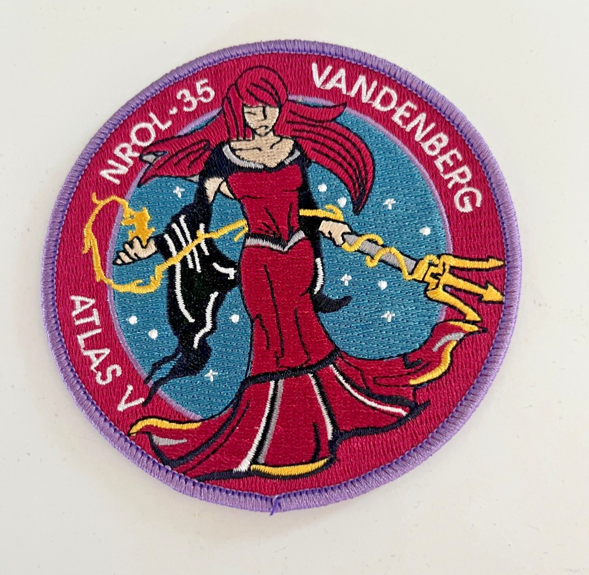 NROL 35 Patch Vandenberg Atlas V Launch Sorceress Trident Magenta 4in