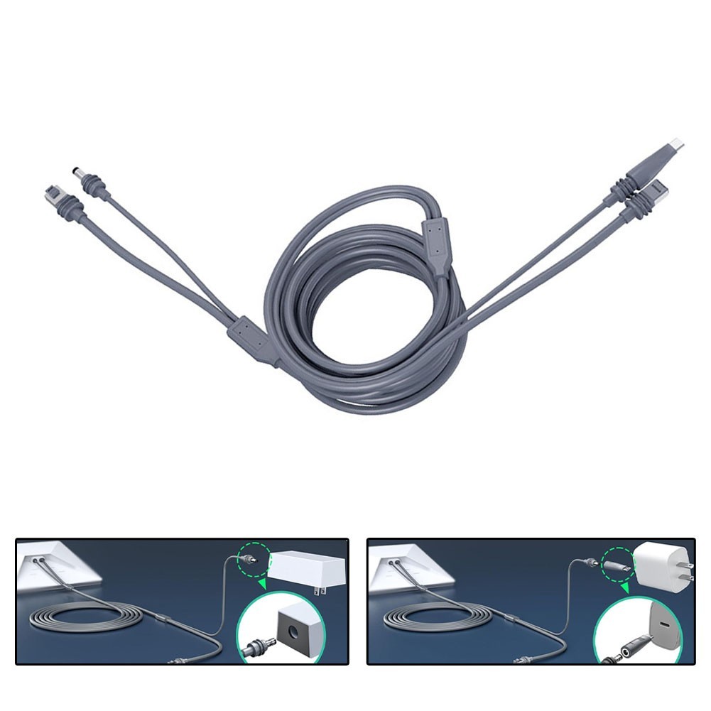2-in-1 Data Cable Ethernet Charging Cable Outdoor Setup Integrated Cable Design