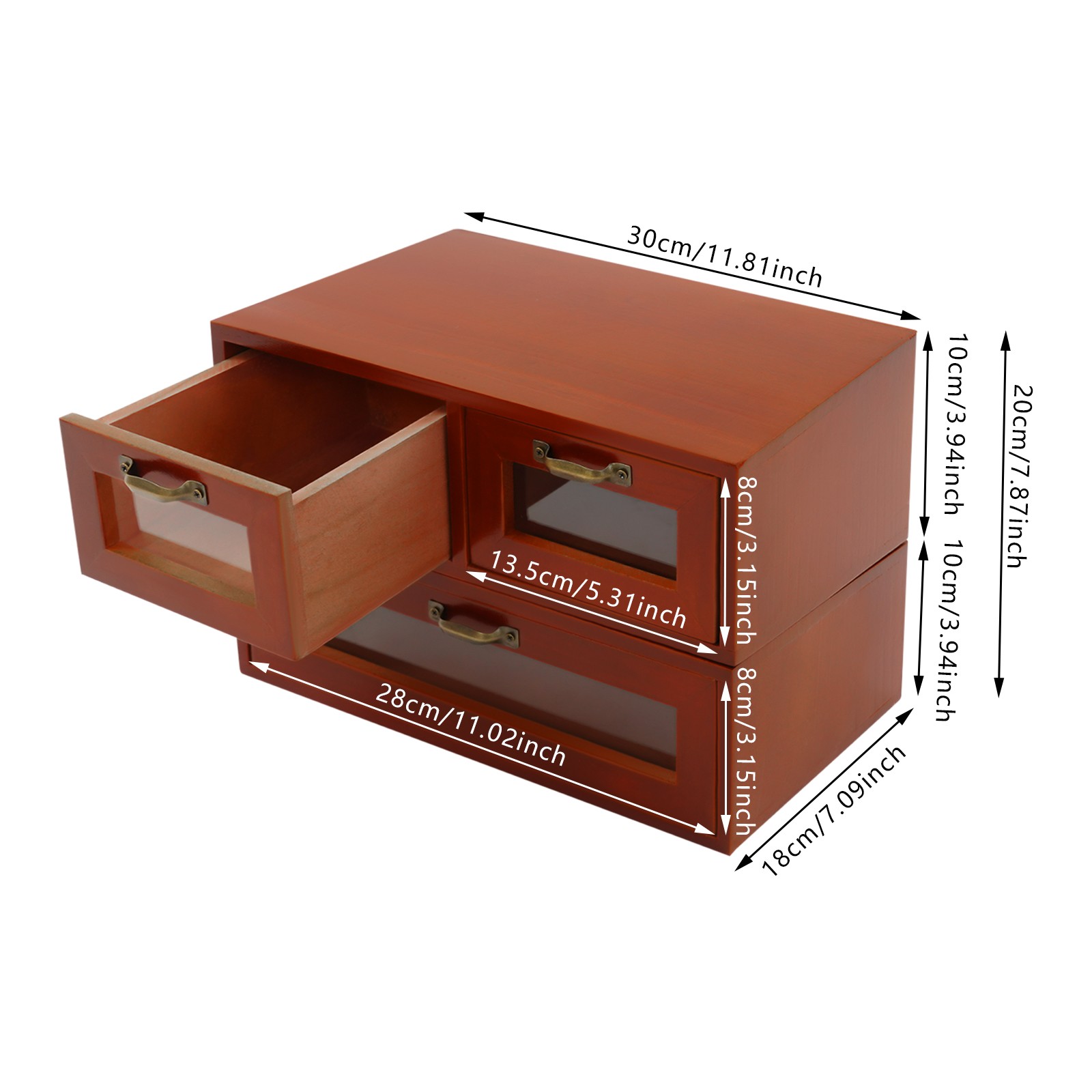 Stackable Wooden Storage Cabinets, 2 Desktop Organizing Cabinets with 3 Drawers