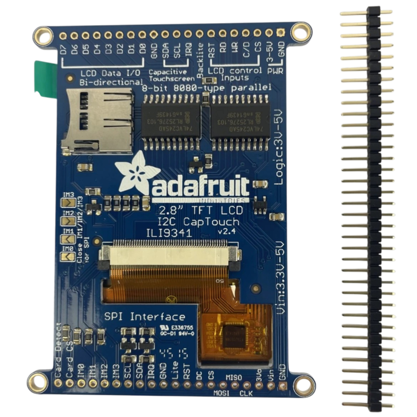 OEM Adafruit 2.8" TFT LCD Breakout Board+ 4-Wire Resistive Touchscreen