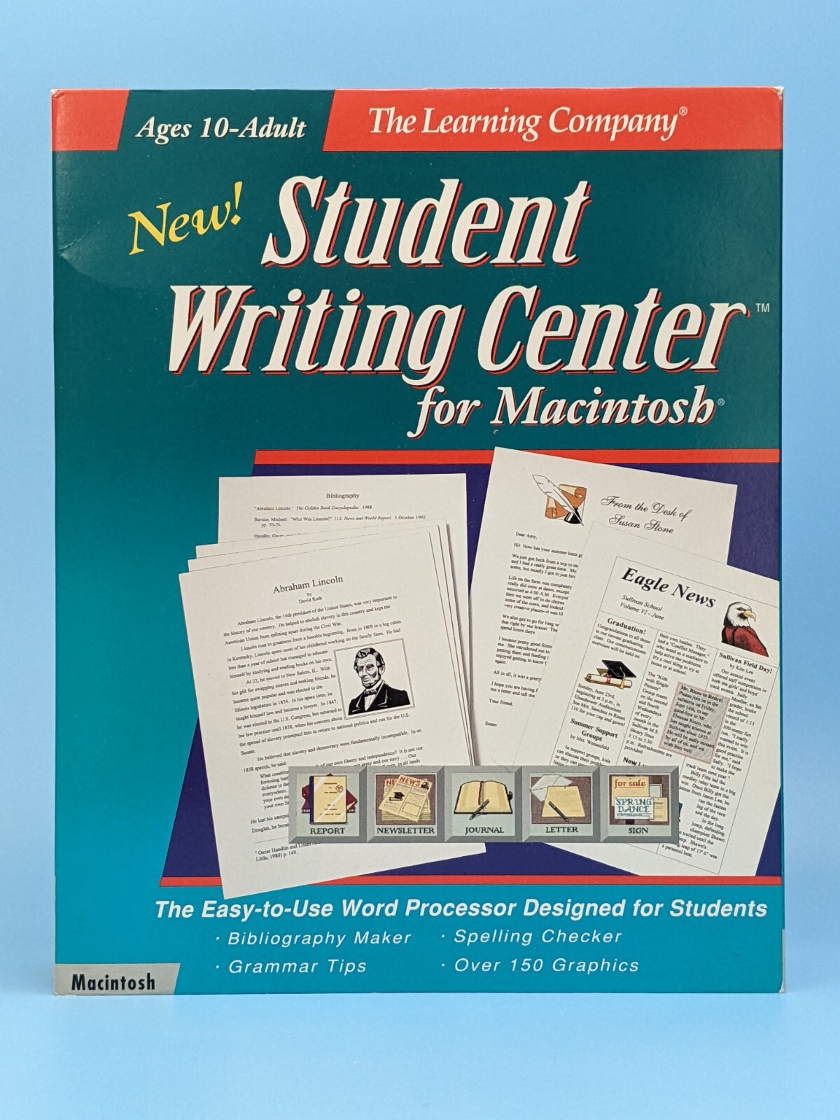 Student Writing Center Version 1.0: 3.5” Disk Software / Vintage Macintosh 1995