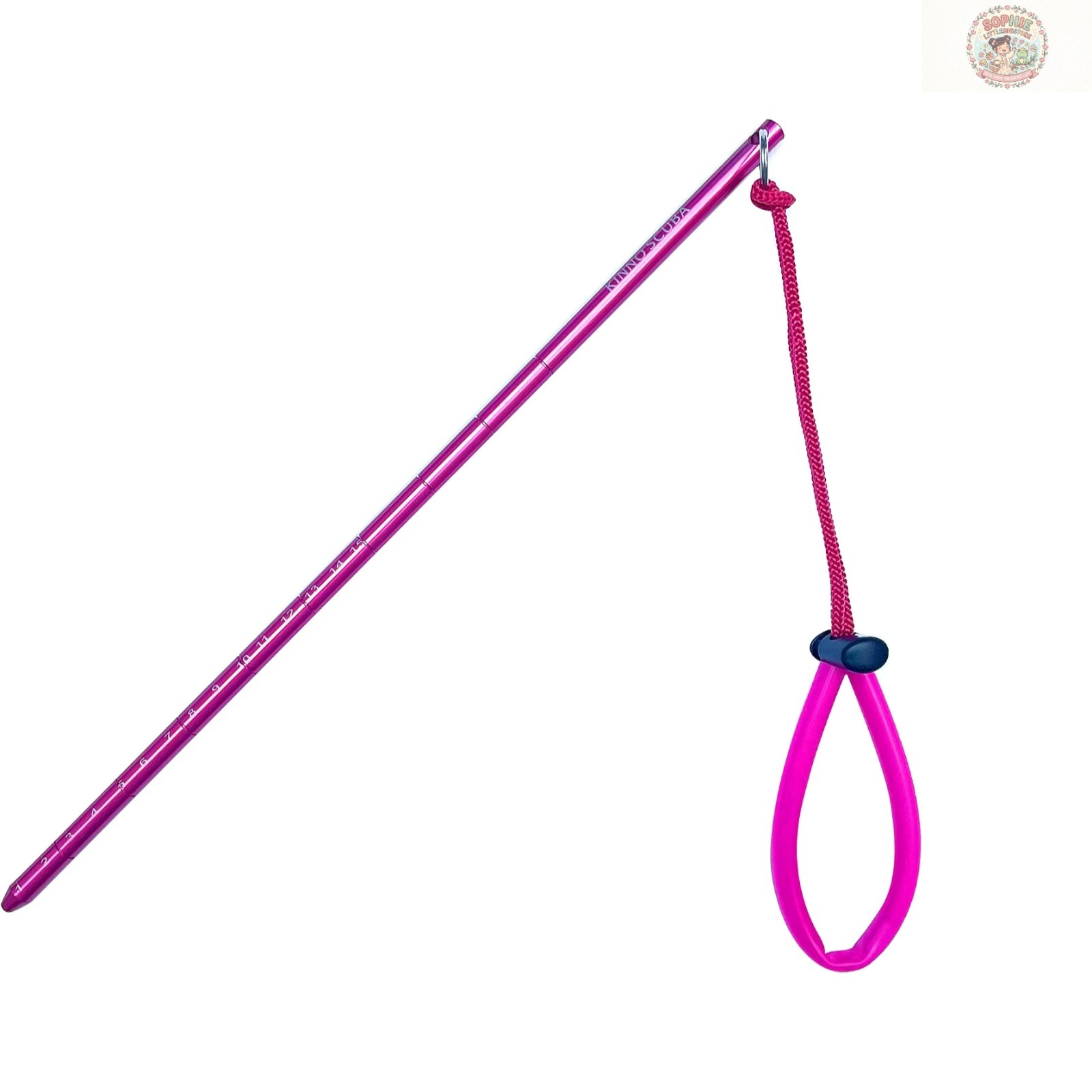 Pink Aluminum Diving Stick with Lanyard - Durable Underwater Measurement Tool