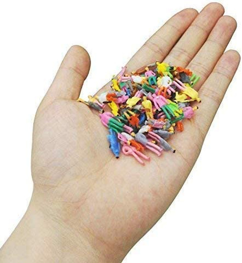 100PCS 1:100 HO Scale Tiny People Set - Mixed Painted Plastic Figures