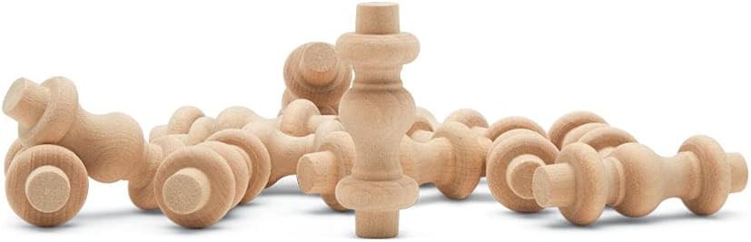 Wooden Baluster Spindles 2", Pack of 25 Wood for Crafts, 2 inch