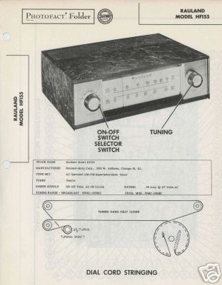 Rauland Model HF155 Tuner-Sams Photofact Tech Docs