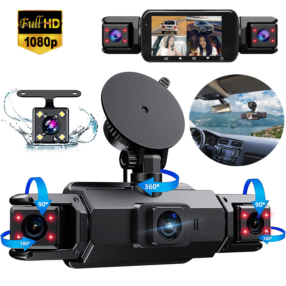 360 Degree View 4 Channel Dash Cam Front and Rear Inside Left Right Dash Camera