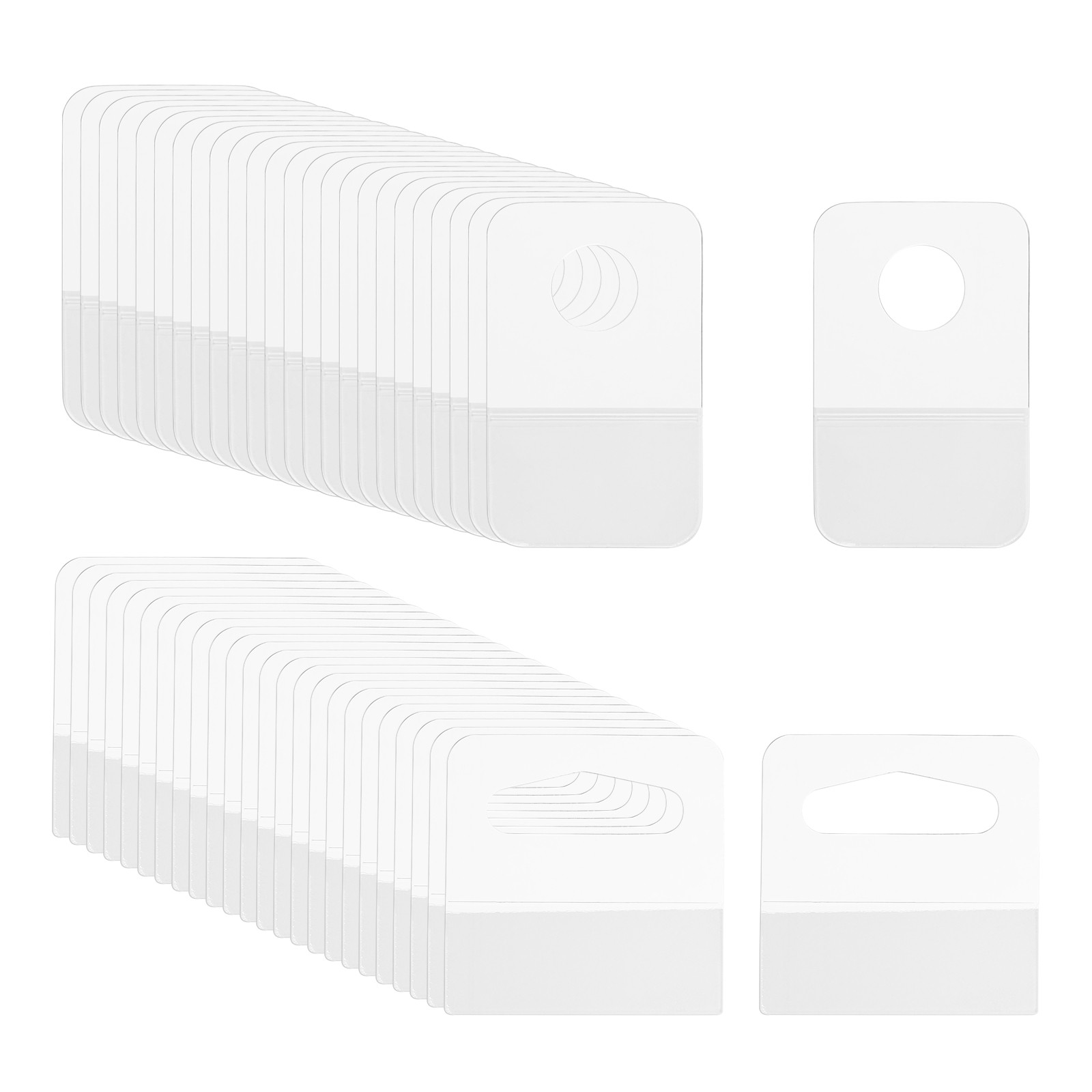 Hang Tabs 1x1.6 / 1.5x1.5 Inch, 120 Pcs Adhesive Hanging Tags, 2 Styles