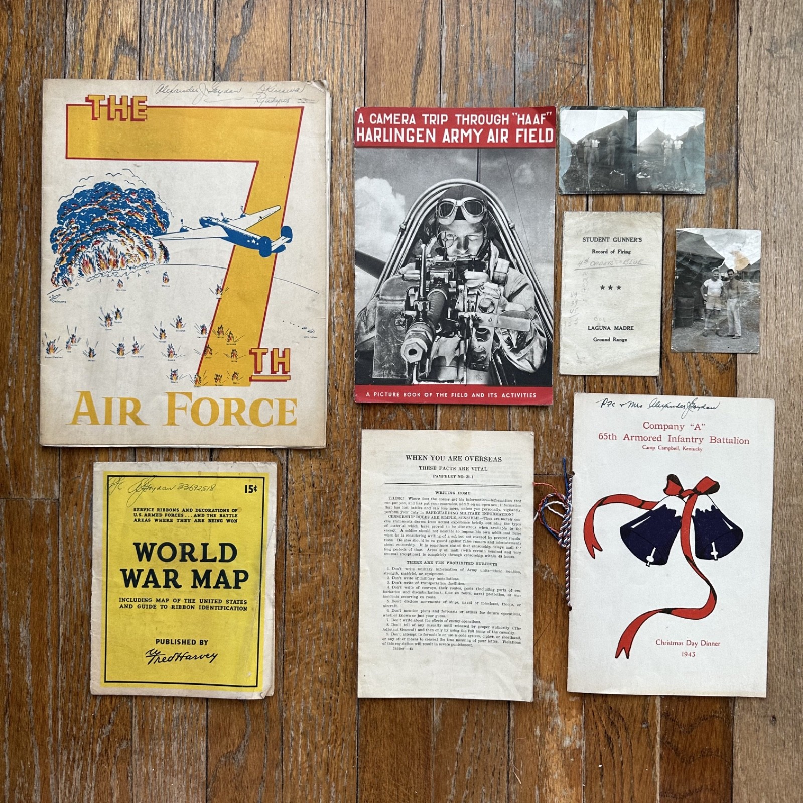 U.S. 7th Army Air Force 65th Armored Soldier Ephemera Map Photos Record WWII (8)