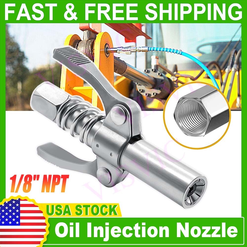 10000PSI Grease Gun Coupler Quick Release Lock Oil Injection Nozzle Professional