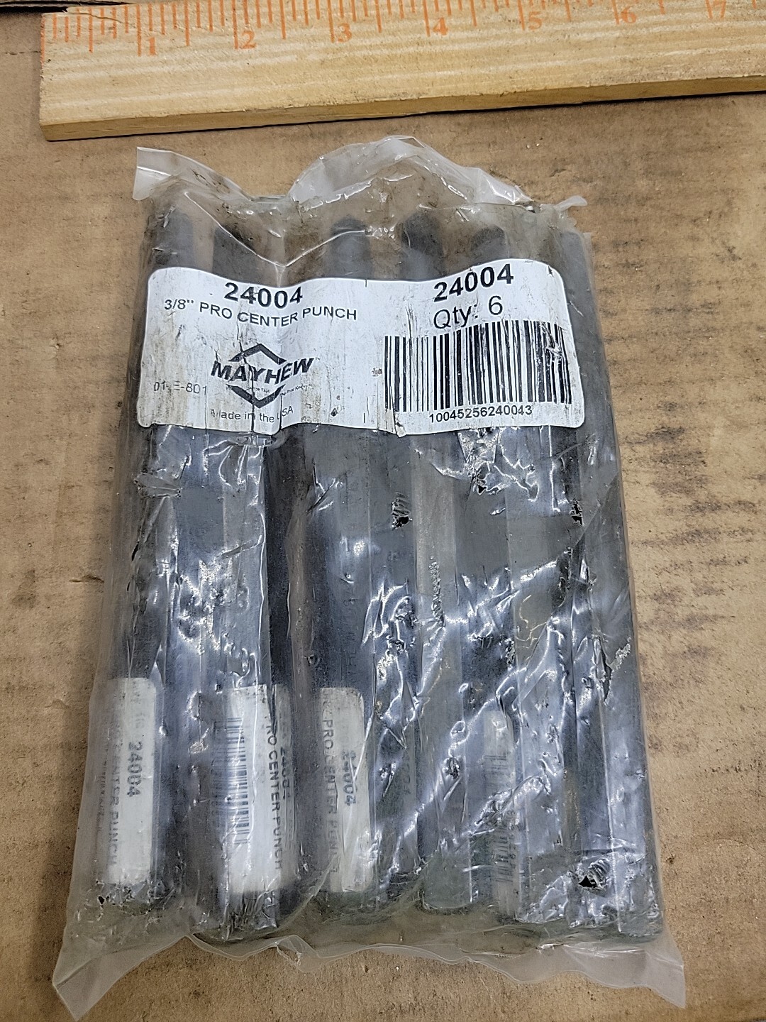 Qty: 6  Mayhew Pro 3/8" Center Punches Black 24004