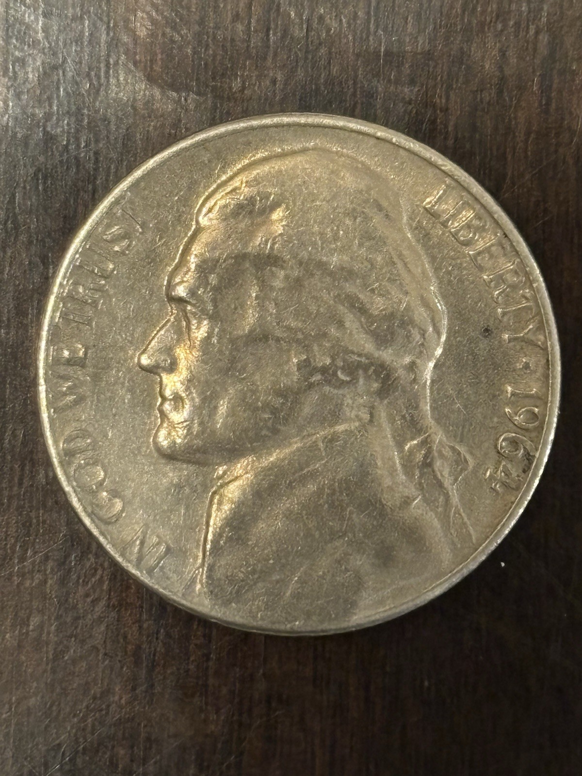 1964 D Denver Mint Mark 1964 “6” Error Jefferson Nickel Date Touch Rim Error