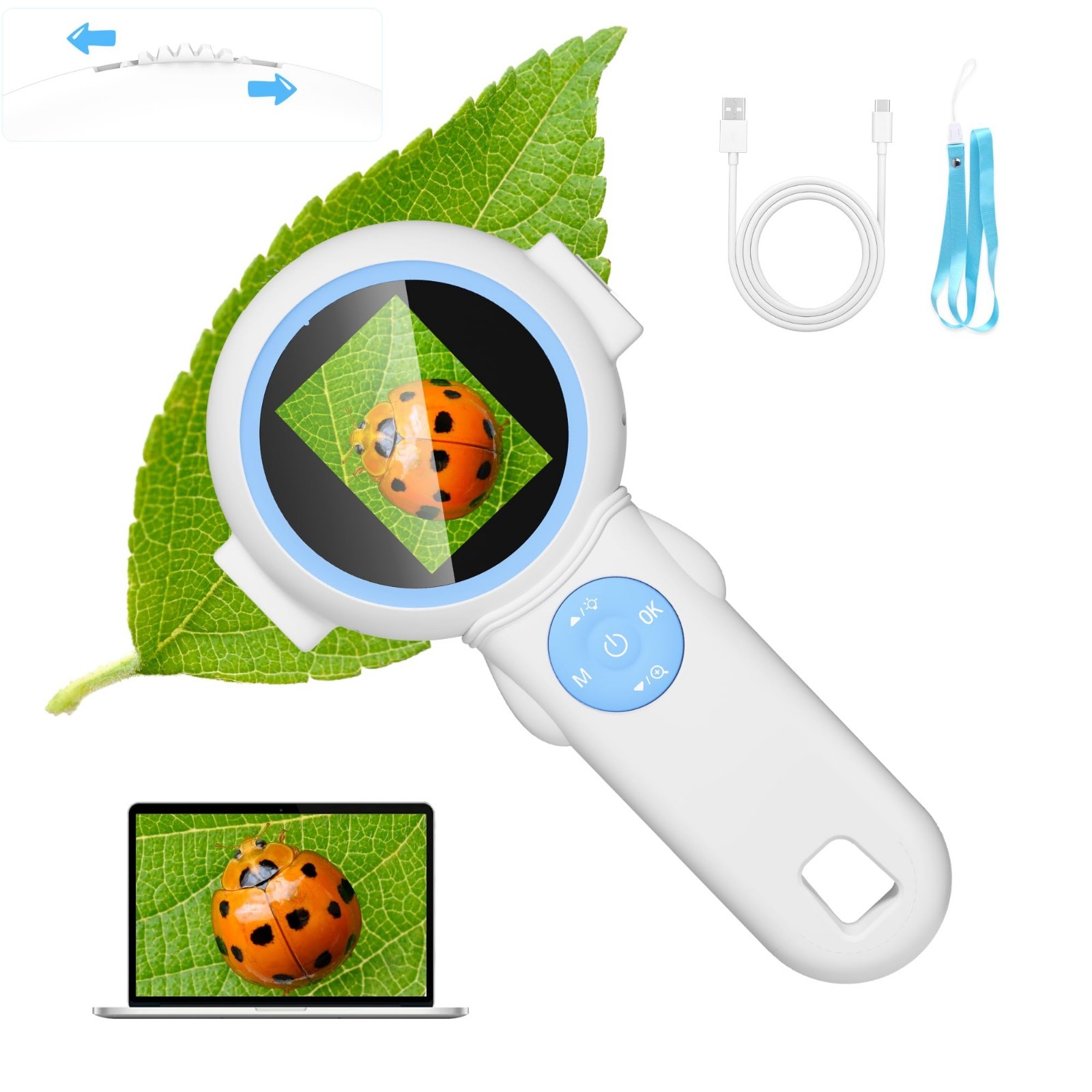 Handheld Kids Microscope, 500X, 2.0" Screen, Ages 4-12 | Manual Focus Wheel,...