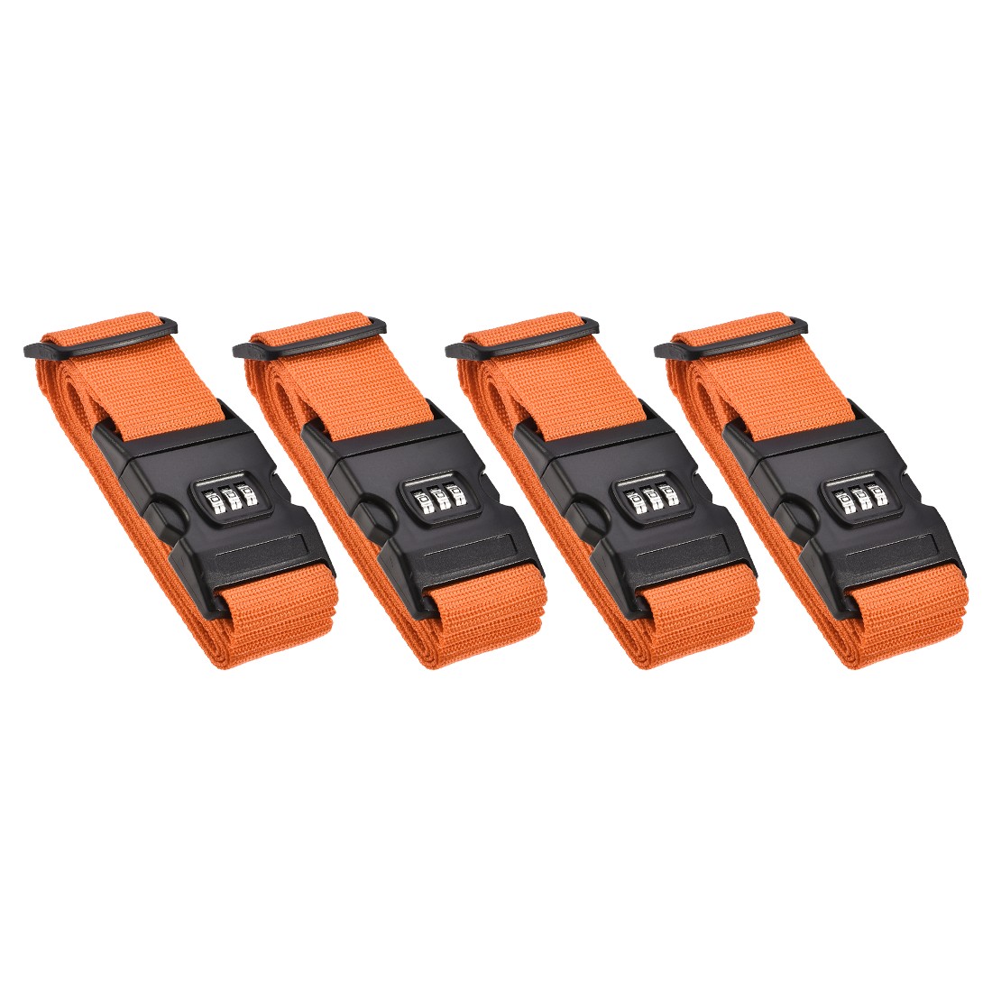 4 x Luggage Straps Suitcase Belts with Buckle Lock 2Mx5cm Adjustable PP Orange