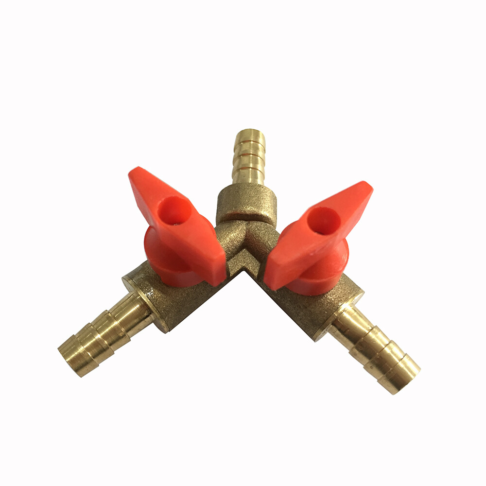 3-Way Tee Brass Y Shut off Ball Valve 5/16" 8mm Barb Fuel Gas Oil Valve CLAMP