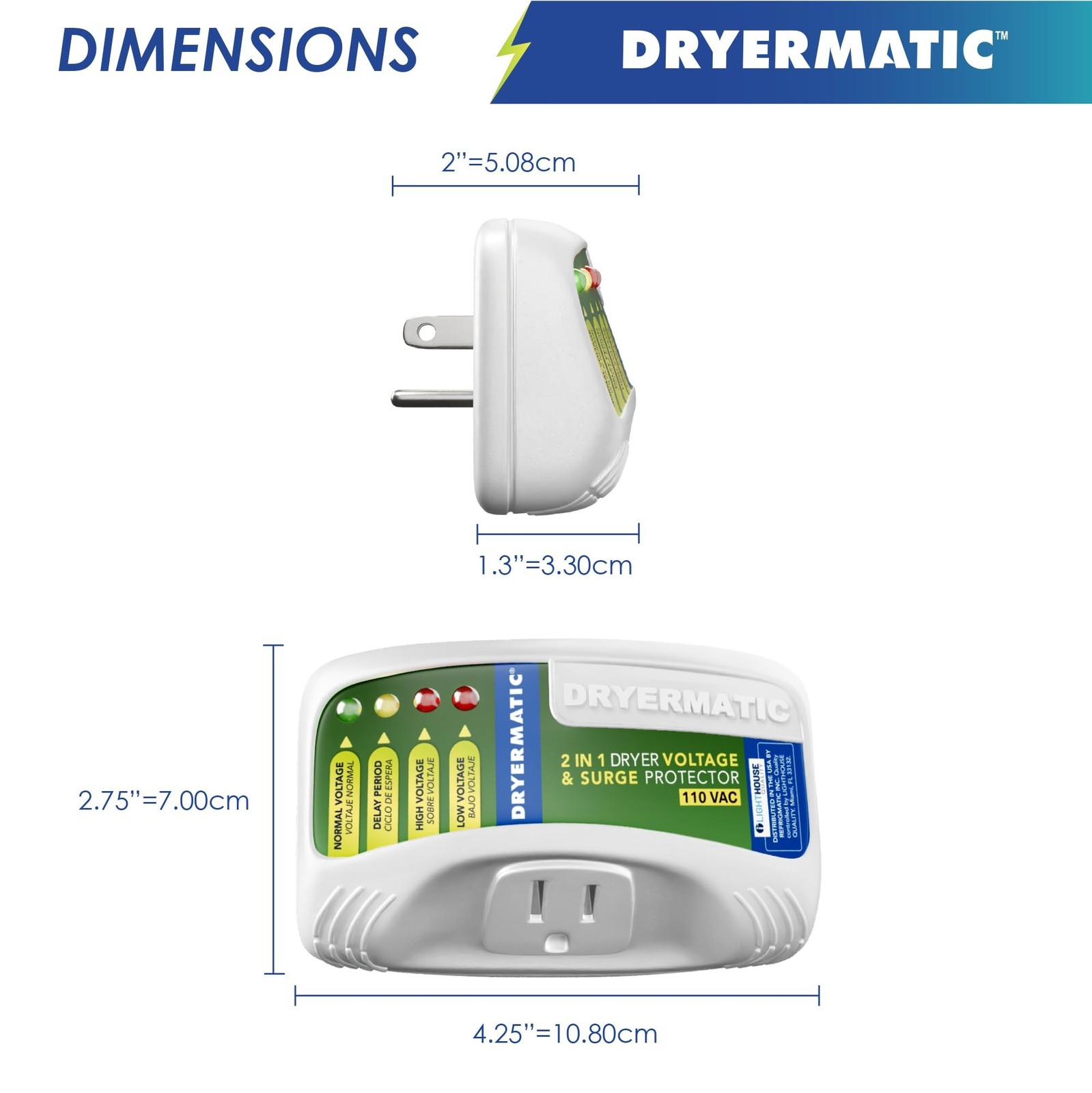 Dryermatic, 2-in-1 Electronic Voltage & Surge Protector for Compact 110V and ...