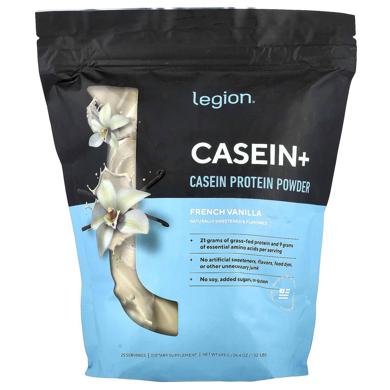 Casein+, Casein Protein Powder, French Vanilla, 1.52 lbs (693 g)