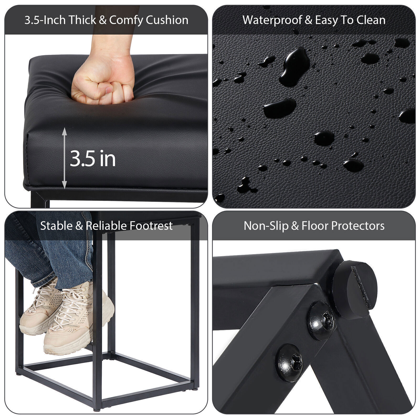 Set of 4 for Kitchen Counter Backless Modern Square Barstools Support 330 LBS