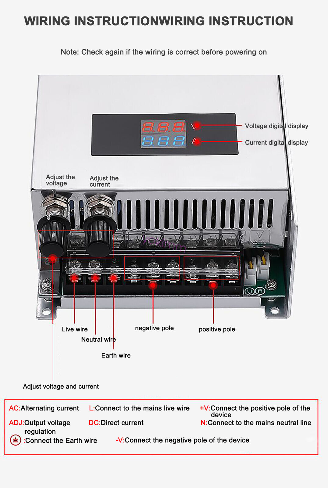 DC 0-48V 20A Adjustable Switching Power Supply Voltage & Current 1000W Variable